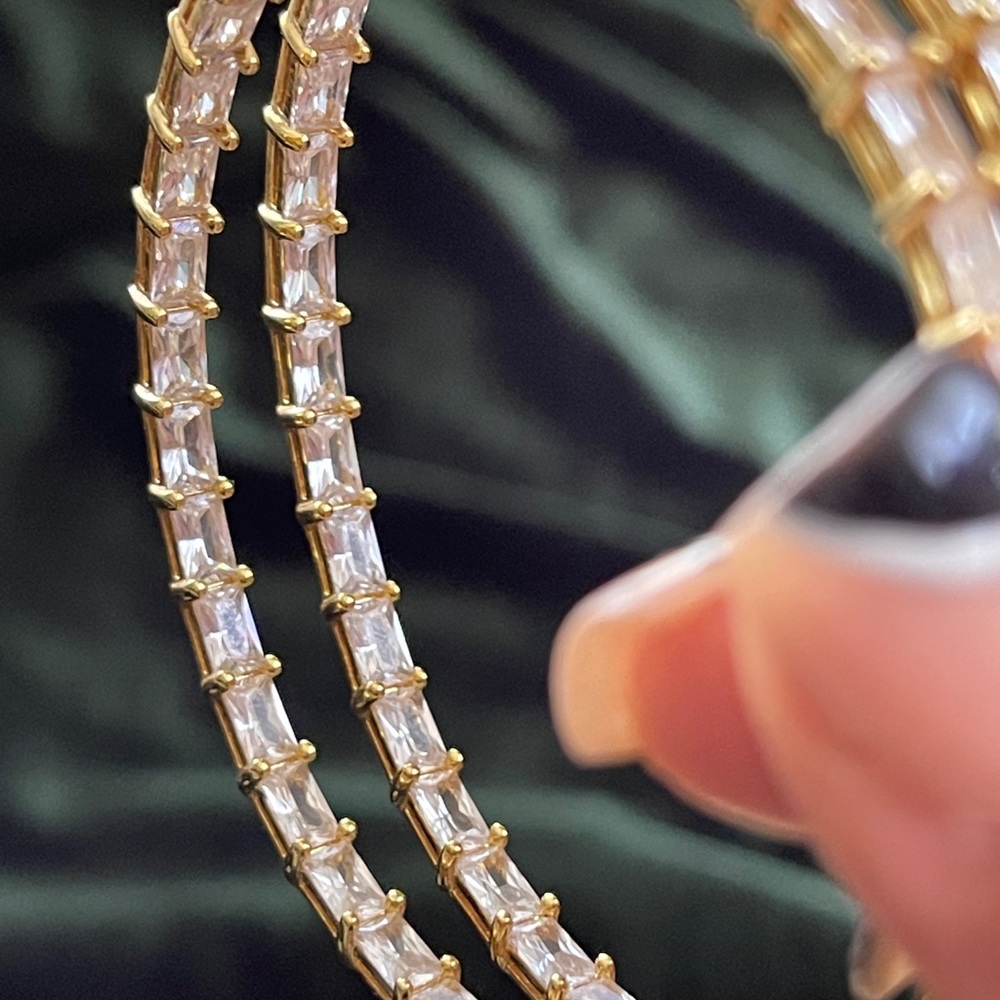 Stunning Rhinestone Hoop Earrings - Picture 3 of 3